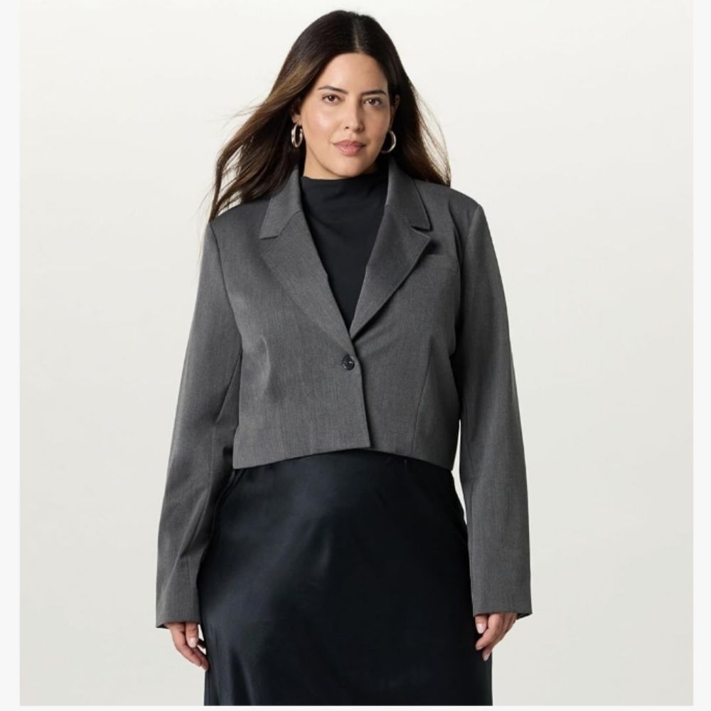 The Drop Heather Grey Reims Cropped Blazer Size 2X NWT